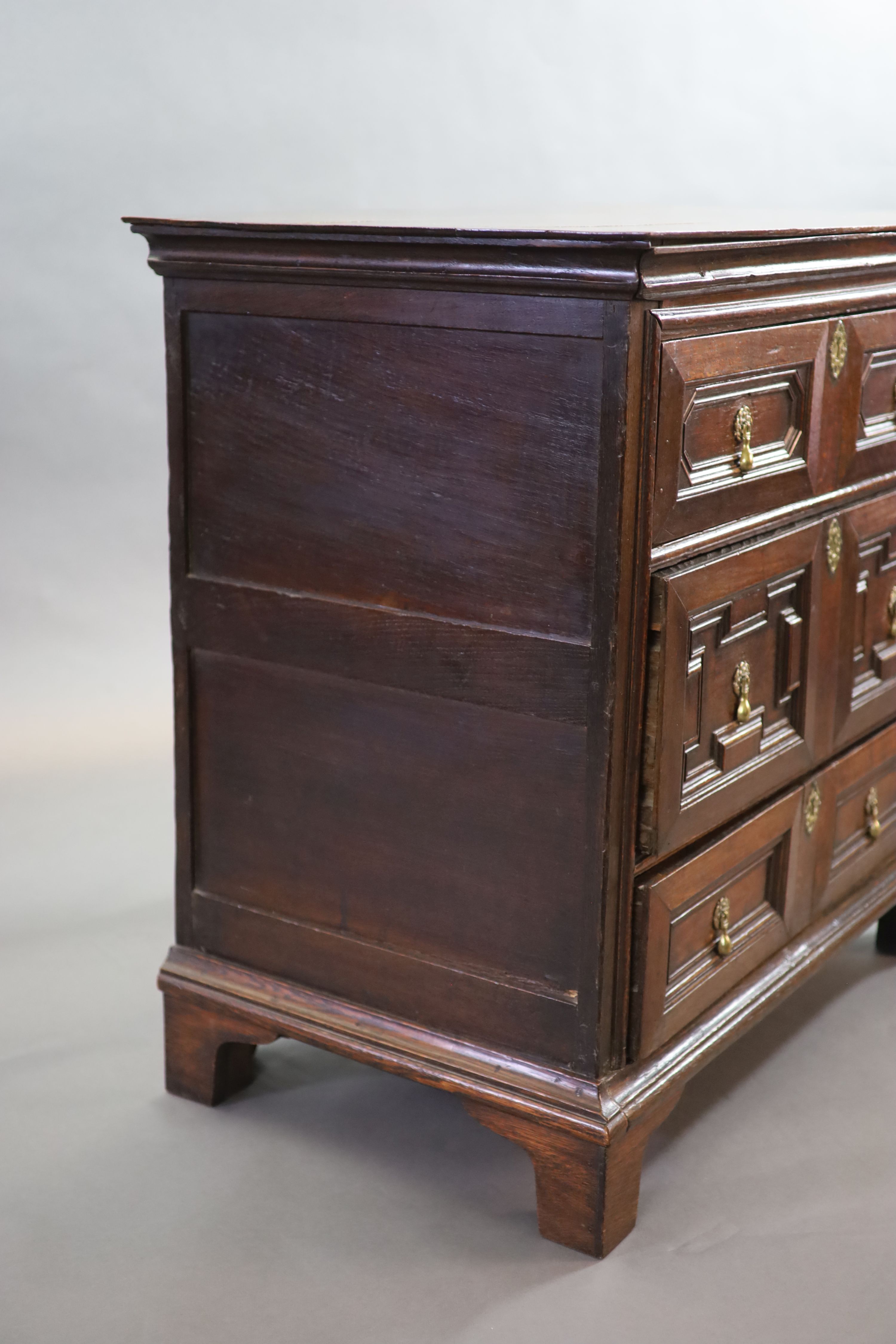 A William & Mary oak chest, W.96cm D.58cm H.95cm